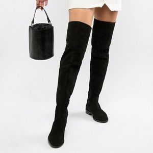 ASOS DESIGN Kerria suede thigh black high boots